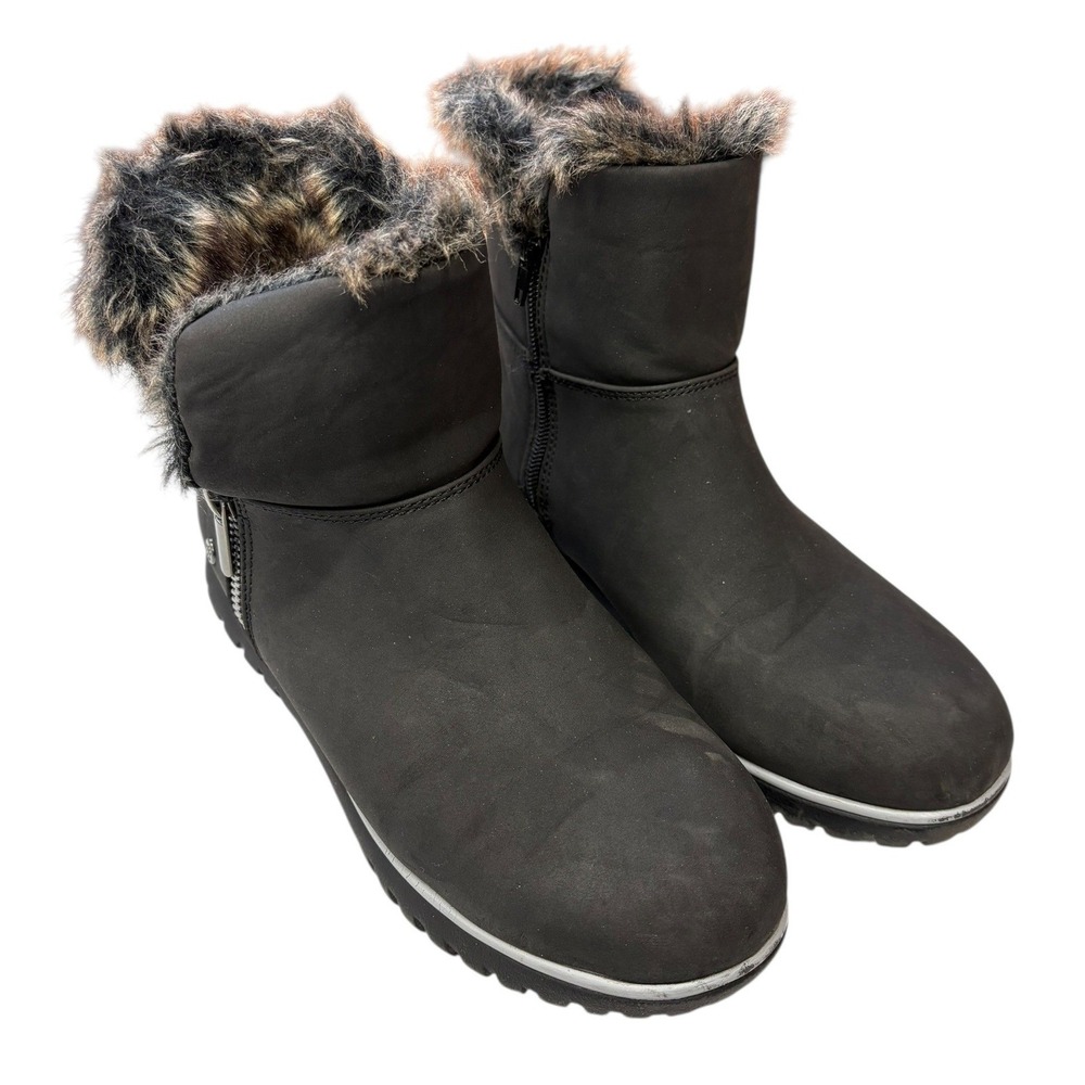 London Fog Women's Whiteout Faux Fur Short‎ Ankle Side Zip Winter Cozy Boots 8